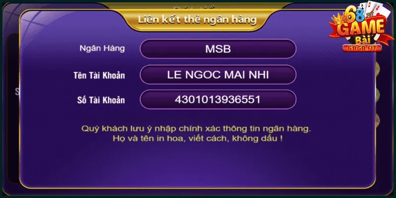 Rút Tiền 68 Game Bài | Lĩnh Thưởng Nhanh Chỉ Trong 4 Bước 1 Liên kết thẻ ngân hàng nhận thưởng của thành viên